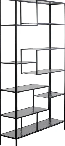 Clearance KARE Design Regał stojący loft czarny ze szklanymi półkami 115x195 cm - KARE