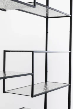 Clearance KARE Design Regał stojący loft czarny ze szklanymi półkami 115x195 cm - KARE