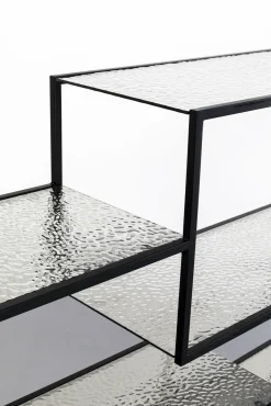 Clearance KARE Design Regał stojący loft czarny ze szklanymi półkami 115x195 cm - KARE