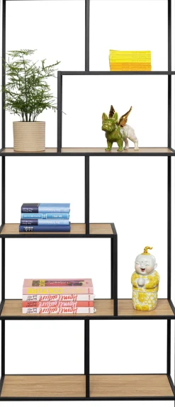 Fashion KARE Design Regał stojący półki naturalne MDF laminowany rama czarna stalowa 77x185 cm - KARE