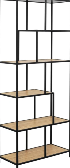 Fashion KARE Design Regał stojący półki naturalne MDF laminowany rama czarna stalowa 77x185 cm - KARE