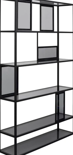 Hot KARE Design Regał stojący półki szklane przydymione rama czarna stalowa 115x195 cm - KARE