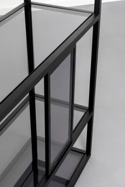 Hot KARE Design Regał stojący półki szklane przydymione rama czarna stalowa 115x195 cm - KARE