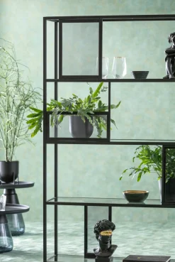 Hot KARE Design Regał stojący półki szklane przydymione rama czarna stalowa 115x195 cm - KARE