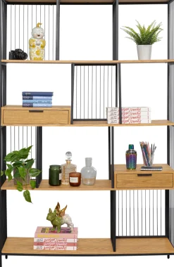 New KARE Design Regał stojący z 2 szufladami fornir dębowy i stal 125x200 cm - KARE