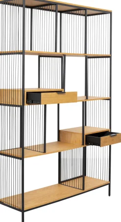 New KARE Design Regał stojący z 2 szufladami fornir dębowy i stal 125x200 cm - KARE