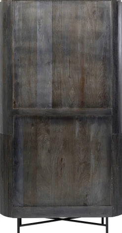 Hot KARE Design Regał z drewna mango ciemnoszary ze stalowymi czarnymi nogami 100x190 cm - KARE