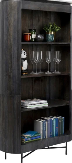 Hot KARE Design Regał z drewna mango ciemnoszary ze stalowymi czarnymi nogami 100x190 cm - KARE