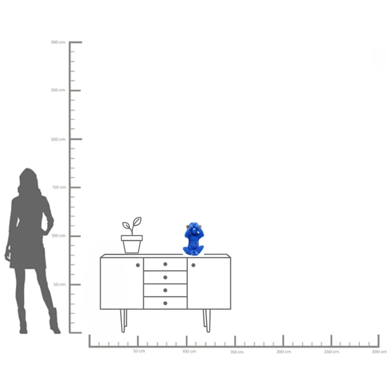 Outlet KARE Design Skarbonka Monkey Mizaru 24x35 cm niebieska - KARE