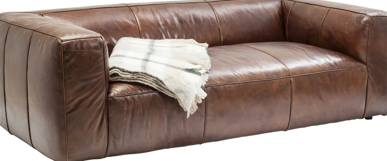Sale KARE Design Sofa Cubetto 220x67 cm brązowa skóra naturalna - KARE