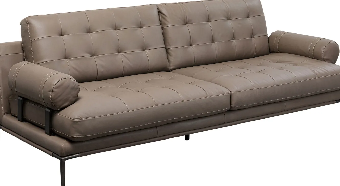 Fashion KARE Design Sofa ekskluzywna 2-osobowa skórzana pikowana szara 225 cm - KARE