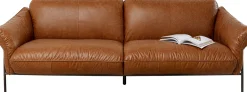 Online KARE Design Sofa ekskluzywna 3-osobowa brązowa skóra semianilinowa nogi czarne 226 cm - KARE