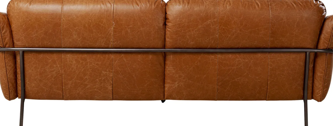 Online KARE Design Sofa ekskluzywna 3-osobowa brązowa skóra semianilinowa nogi czarne 226 cm - KARE