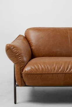 Online KARE Design Sofa ekskluzywna 3-osobowa brązowa skóra semianilinowa nogi czarne 226 cm - KARE
