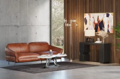 Online KARE Design Sofa ekskluzywna 3-osobowa brązowa skóra semianilinowa nogi czarne 226 cm - KARE