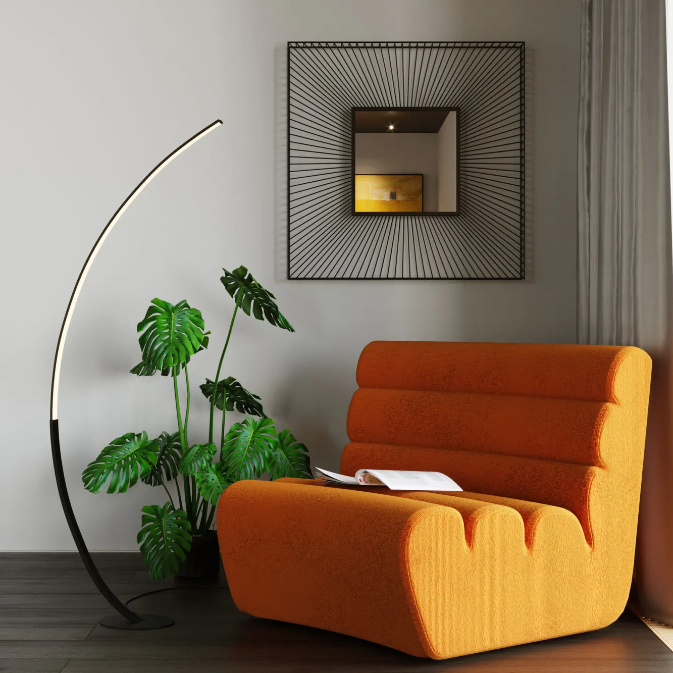 Fashion KARE Design Sofa Element Wave 83x109 cm pomarańczowa - KARE