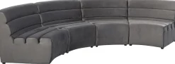 Best KARE Design Sofa modułowa 1 element zaokrąglona welurowa szara 109 cm - KARE