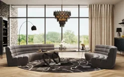 Best KARE Design Sofa modułowa 1 element zaokrąglona welurowa szara 109 cm - KARE