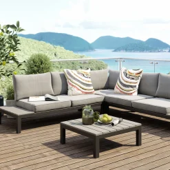 Sale KARE Design Sofa ogrodowa ze stolikiem Holiday Black 242x242 cm - KARE