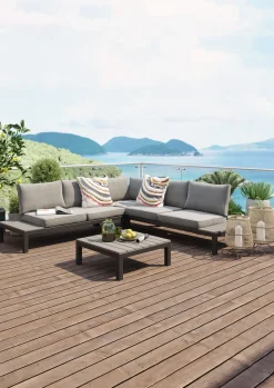 Sale KARE Design Sofa ogrodowa ze stolikiem Holiday Black 242x242 cm - KARE