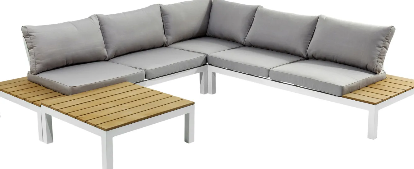 Online KARE Design Sofa ogrodowa ze stolikiem Holiday White 242x242 cm - KARE