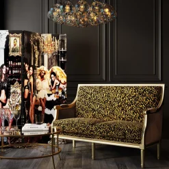 New KARE Design Sofa 2-os. glamour do salonu panterka rama złota 135 cm - KARE