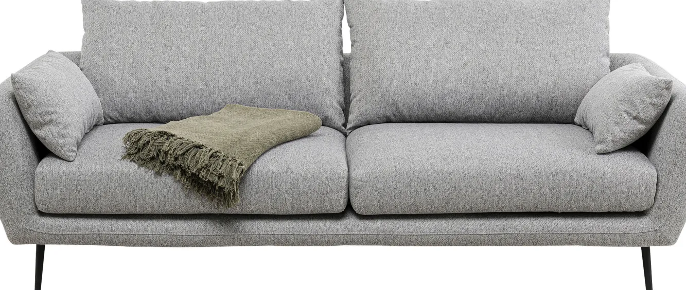Best KARE Design Sofa 3-osobowa 219 cm tapicerowana szara nogi czarne - KARE