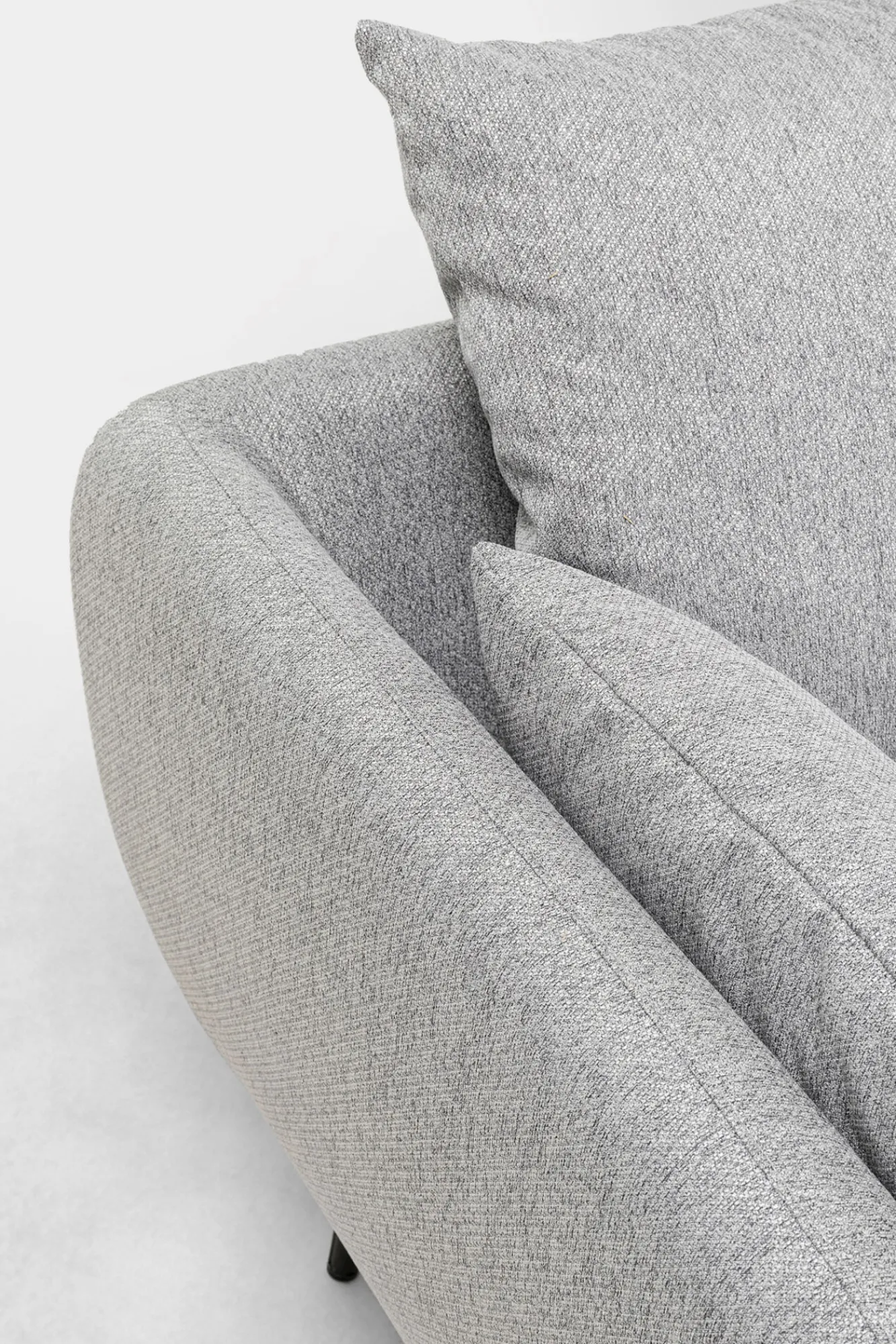 Best KARE Design Sofa 3-osobowa 219 cm tapicerowana szara nogi czarne - KARE