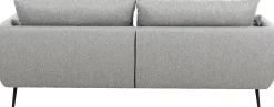 Best KARE Design Sofa 3-osobowa 219 cm tapicerowana szara nogi czarne - KARE