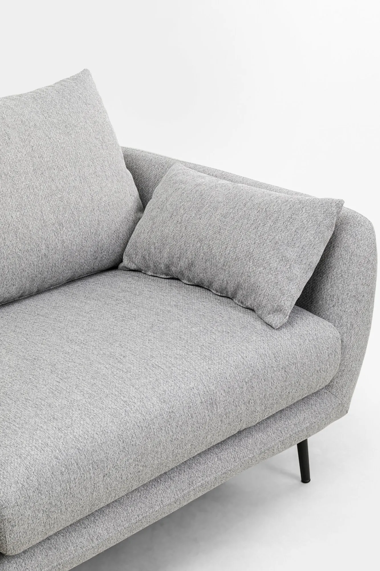 Best KARE Design Sofa 3-osobowa 219 cm tapicerowana szara nogi czarne - KARE