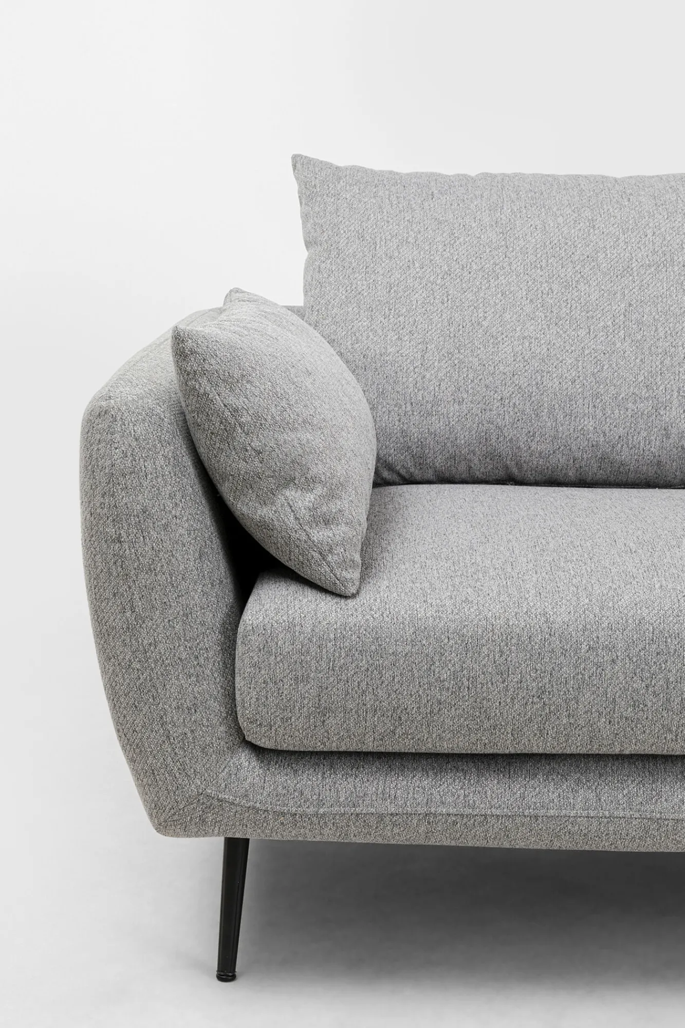 Best KARE Design Sofa 3-osobowa 219 cm tapicerowana szara nogi czarne - KARE
