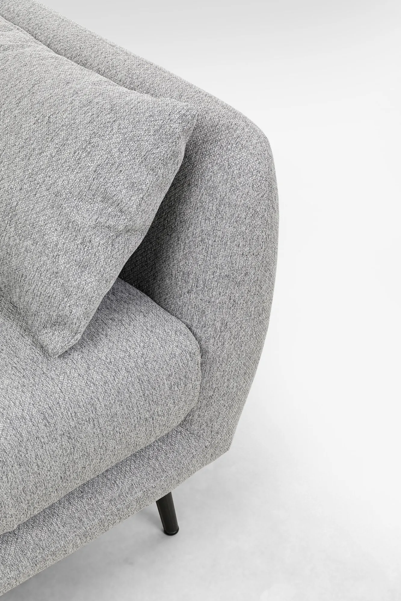 Best KARE Design Sofa 3-osobowa 219 cm tapicerowana szara nogi czarne - KARE