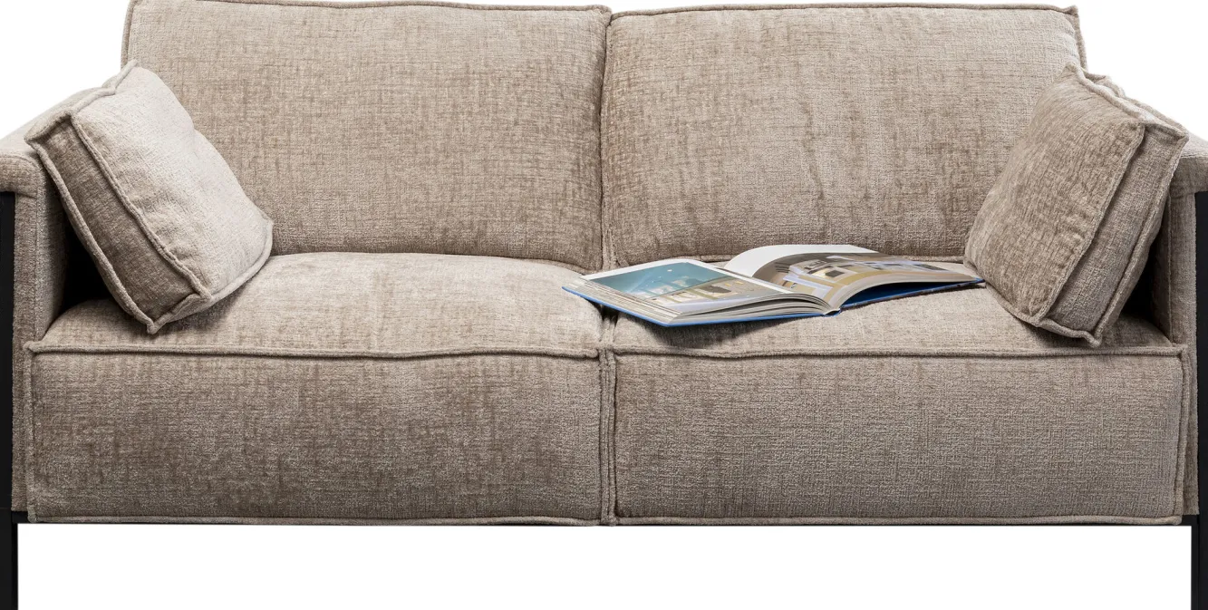 Outlet KARE Design Sofa 2-osobowa beżowa tkanina szenilowa nogi czarne 178 cm - KARE