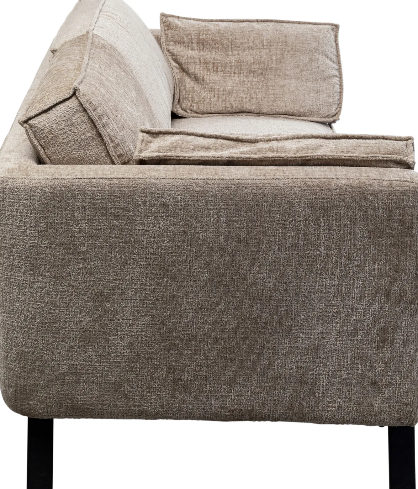 Outlet KARE Design Sofa 2-osobowa beżowa tkanina szenilowa nogi czarne 178 cm - KARE