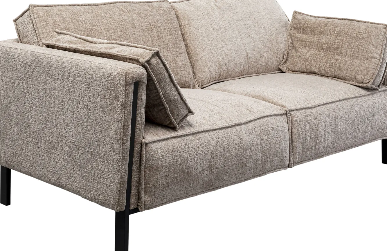 Outlet KARE Design Sofa 2-osobowa beżowa tkanina szenilowa nogi czarne 178 cm - KARE