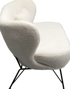 Outlet KARE Design Sofa 2-osobowa biała boucle nogi czarne stalowe 139 cm - KARE