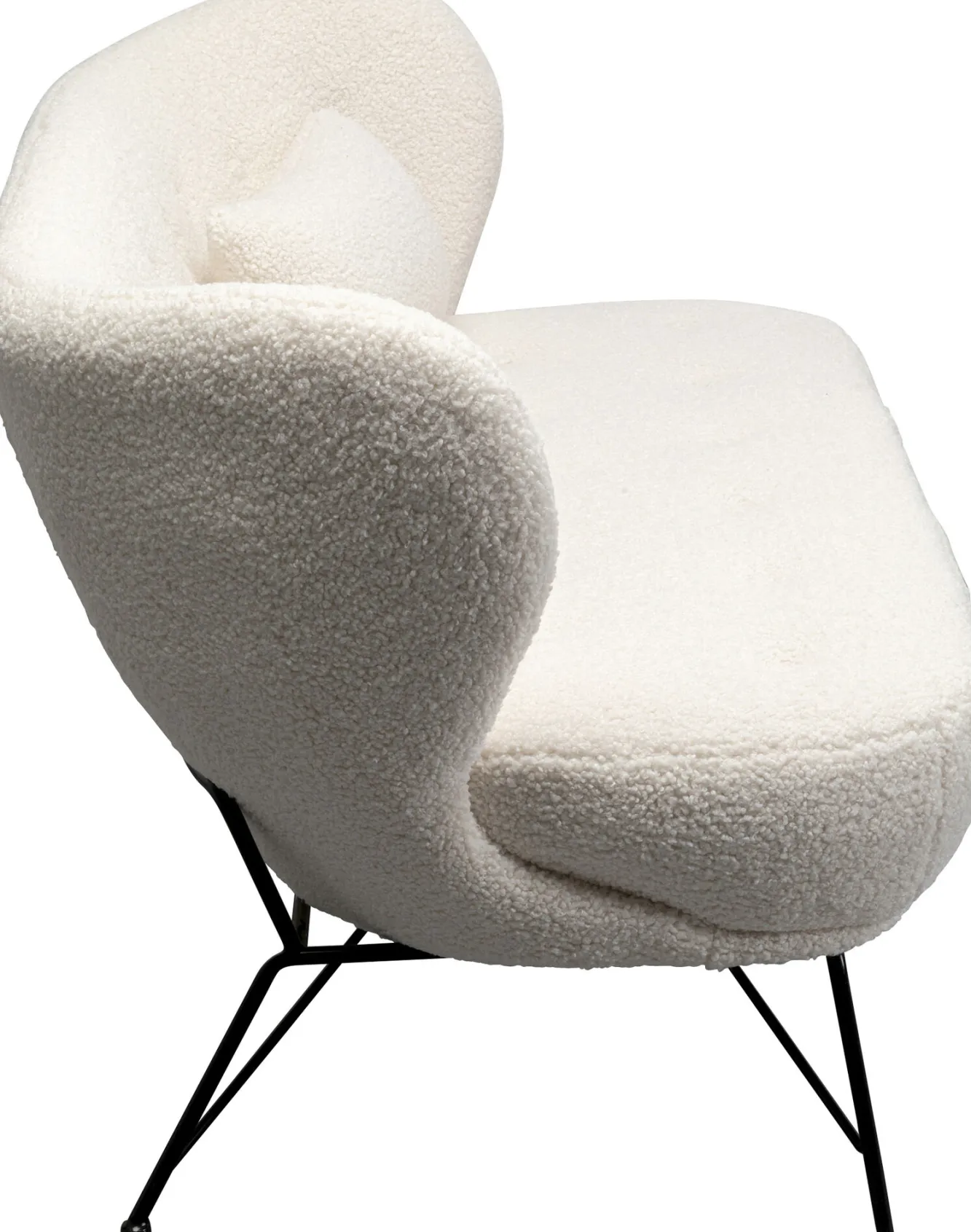 Outlet KARE Design Sofa 2-osobowa biała boucle nogi czarne stalowe 139 cm - KARE