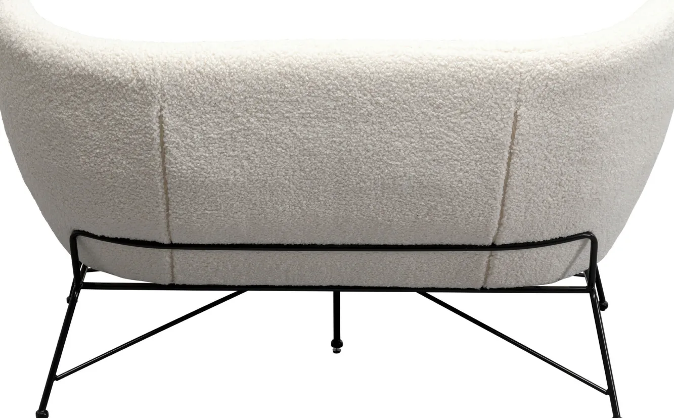 Outlet KARE Design Sofa 2-osobowa biała boucle nogi czarne stalowe 139 cm - KARE