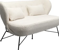 Outlet KARE Design Sofa 2-osobowa biała boucle nogi czarne stalowe 139 cm - KARE