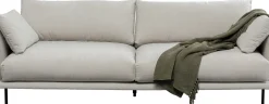 Discount KARE Design Sofa 3-osobowa do salonu kremowa z czarnymi stalowymi nogami 245 cm - KARE