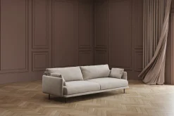 Discount KARE Design Sofa 3-osobowa do salonu kremowa z czarnymi stalowymi nogami 245 cm - KARE