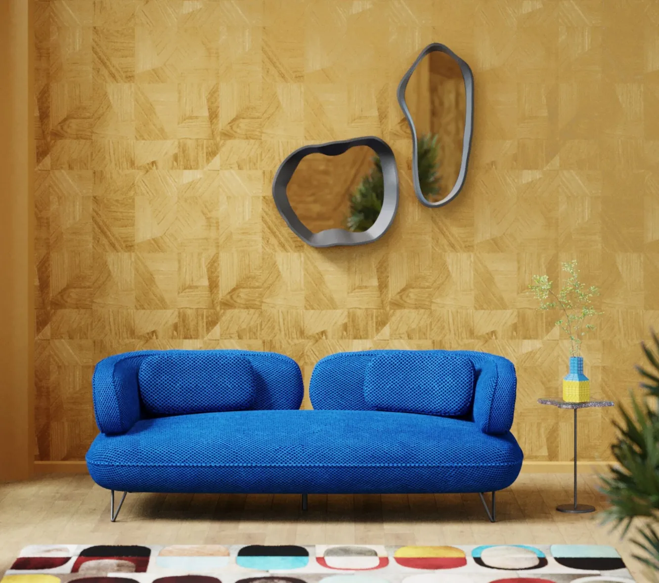 Online KARE Design Sofa 2-osobowa nowoczesna tapicerka niebieska nogi czarne 182 cm - KARE