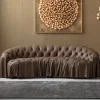 Outlet KARE Design Sofa 3-osobowa pikowana brązowa skóra semianilinowa 226 cm - KARE