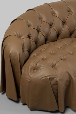 Outlet KARE Design Sofa 3-osobowa pikowana brązowa skóra semianilinowa 226 cm - KARE