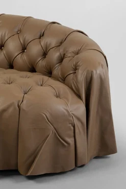 Outlet KARE Design Sofa 3-osobowa pikowana brązowa skóra semianilinowa 226 cm - KARE