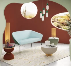 Outlet KARE Design Sofa 2-osobowa tapicerka niebieska nogi czarne stal 163 cm - KARE