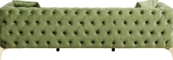 Outlet KARE Design Sofa 3-osobowa welurowa pikowana zielona glamour 240 cm nogi złote - KARE