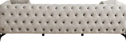 Clearance KARE Design Sofa 3-osobowa welurowa pikowana beżowa glamour 240 cm nogi czarne - KARE