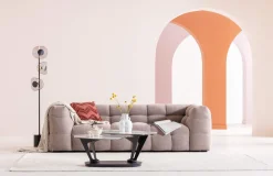 Outlet KARE Design Sofa pikowana 3-osobowa jasnobrązowa 240 cm - KARE