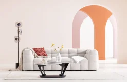 Fashion KARE Design Sofa pikowana 3-osobowa kremowa 240 cm - KARE